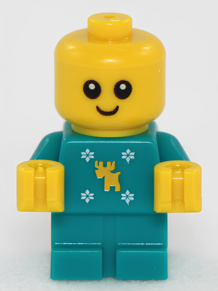 Минифигурка Lego Baby - Dark Turquoise Body with Moose and Snowflakes and Yellow Hands hol121 U